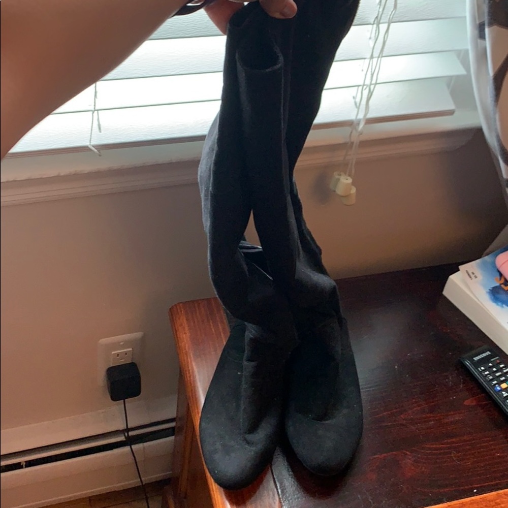 Bamboo knee high black boots